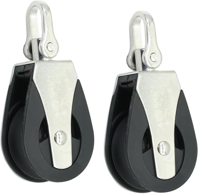 LTEMG High Load Marine Stainless Steel Nylon Block Single Pulley,Smooth Silent Bearing,Rope Runner Boat Accessories(2 Pcs) - Image 1